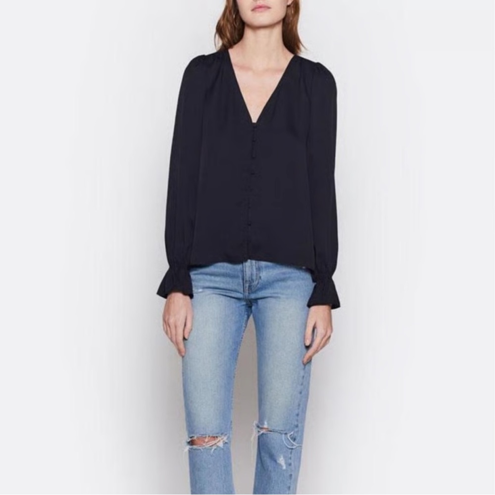 Joie Bolona Navy V-Neck Blouse